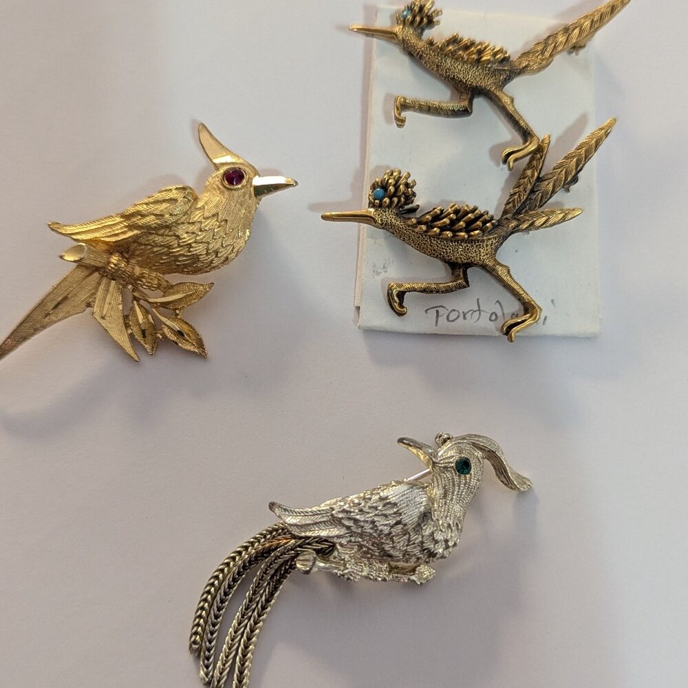 BIRDS LOT Vintage RoadRunner Duet Tortolani mark* BSK Cardinal*Exotic Bird Green
